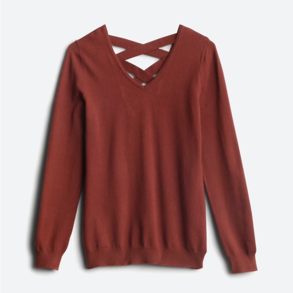 Burgundy cross back sweater, Love Ellie